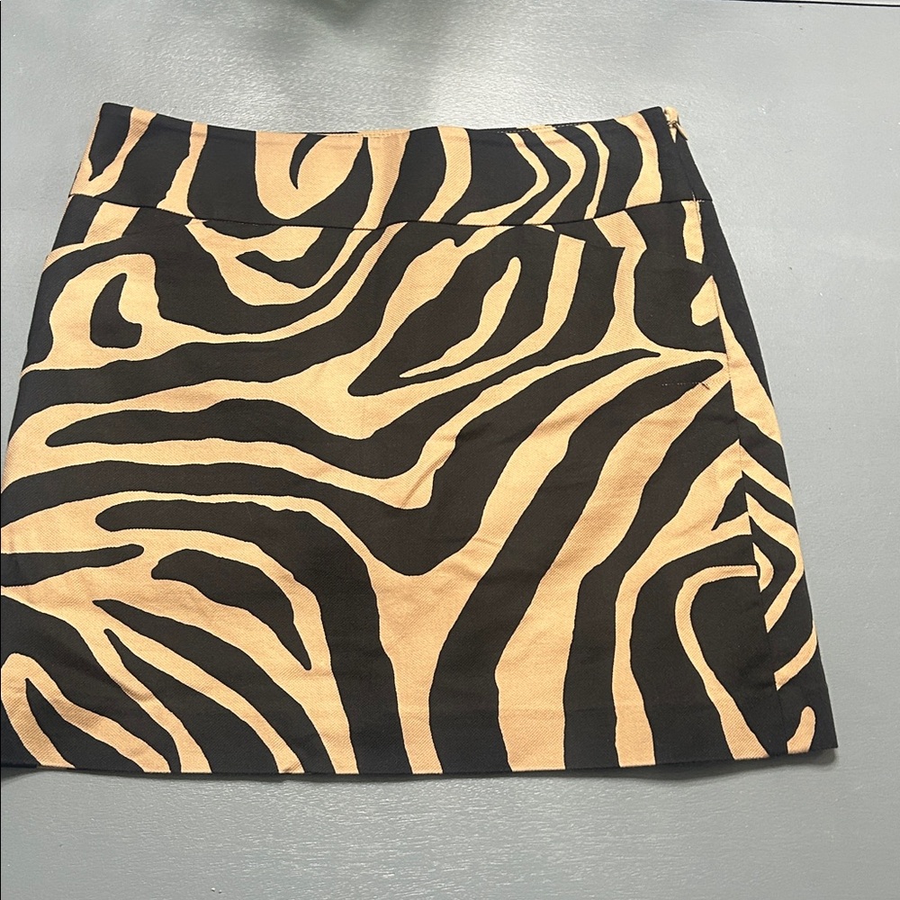 LOFT Black and Tan Zebra Mini Skirt